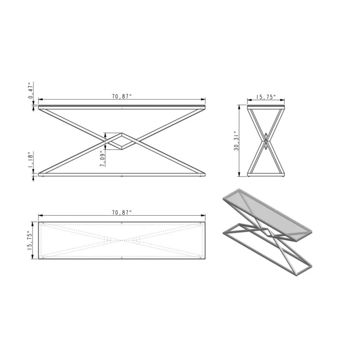 Pyramid Console Table, Ceramic Gray Gloss | Creative Furniture