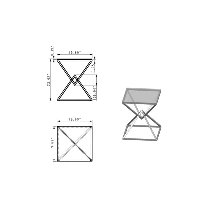 Pyramid End Table, Ceramic Gray Gloss | Creative Furniture