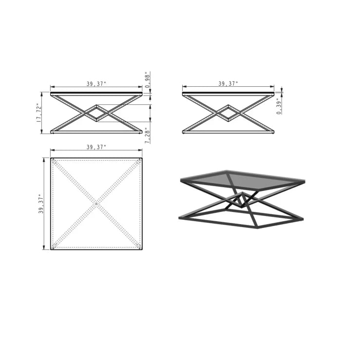 Pyramid Coffee Table, Ceramic Gray Gloss | Creative Furniture