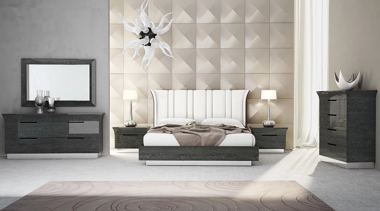 Ariana Bed with Upholstered Headboard, Grey