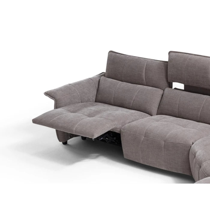 Borg Sectional with Recliners, Left Arm Facing, Light Grey Fabric | Creative Furniture