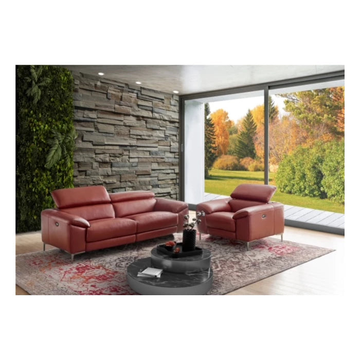 Lucca Leather Living Room Set, Sofa and 2 Armchairs | Creative Furniture-Rustic Red Leather HTL