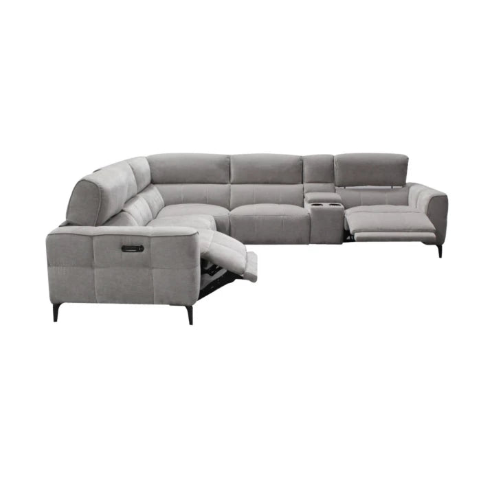 Cubo 6-Piece Sectional Sofa with Recliners, Grey Mist Fabric | Creative Furniture