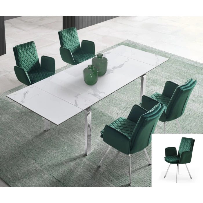Novel Armchair, Green Fabric Upholstered, Chrome Frame | Creative Furniture