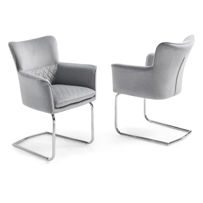 Loran Armchair, Light Gray Fabric Upholstered, Chrome Frame | Creative Furniture