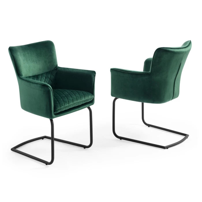 Loran Armchair, Green Velvet Fabric Upholstered, Black Frame | Creative Furniture