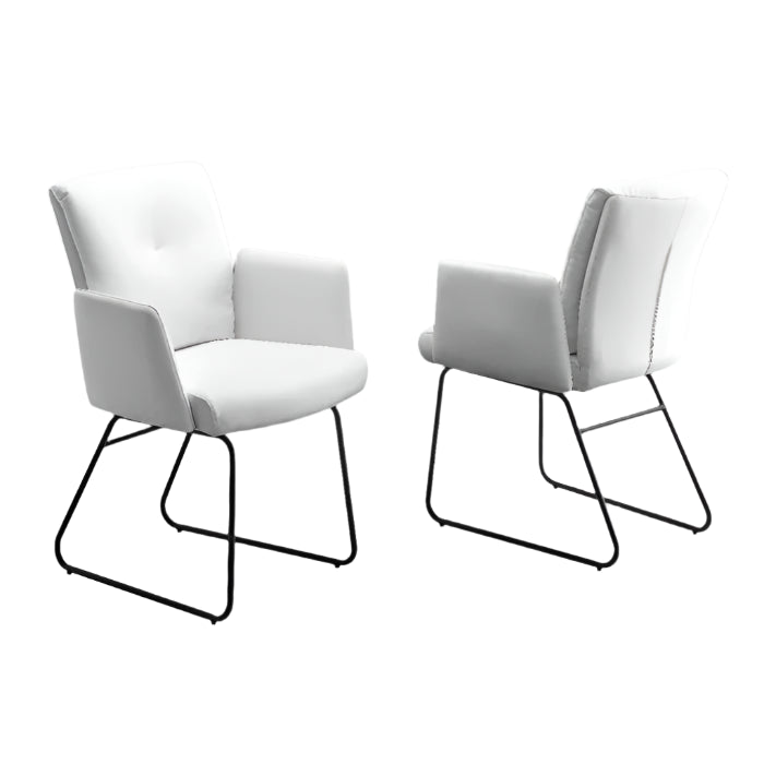 Cyprus Armchair, Upholstered with White Faux Leather, Black Frame | Creative Furniture