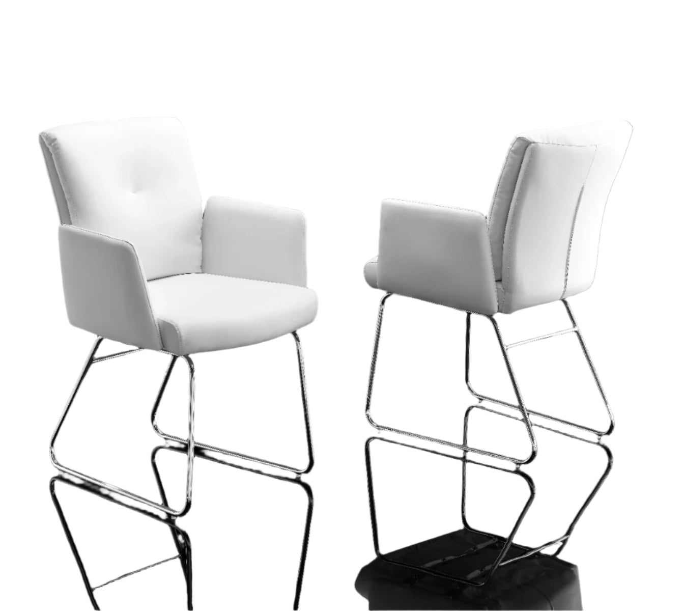 Cyprus Armchair, Upholstered with White Faux Leather, Chrome Frame | Creative Furniture