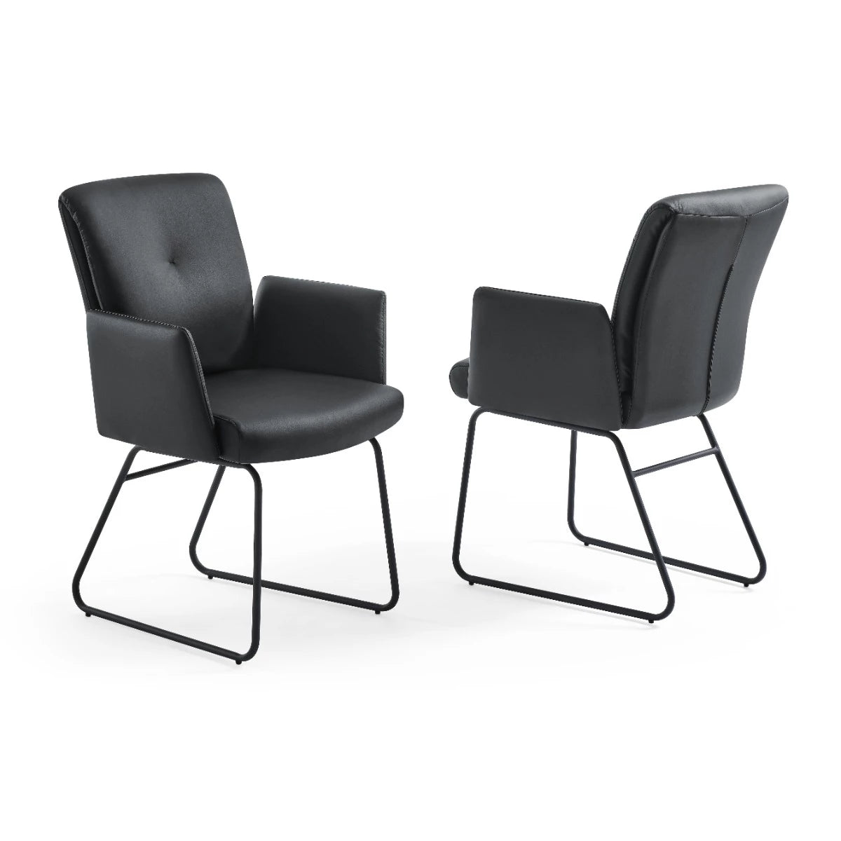 Cyprus Armchair, Upholstered with Black Faux Leather, Black Frame | Creative Furniture