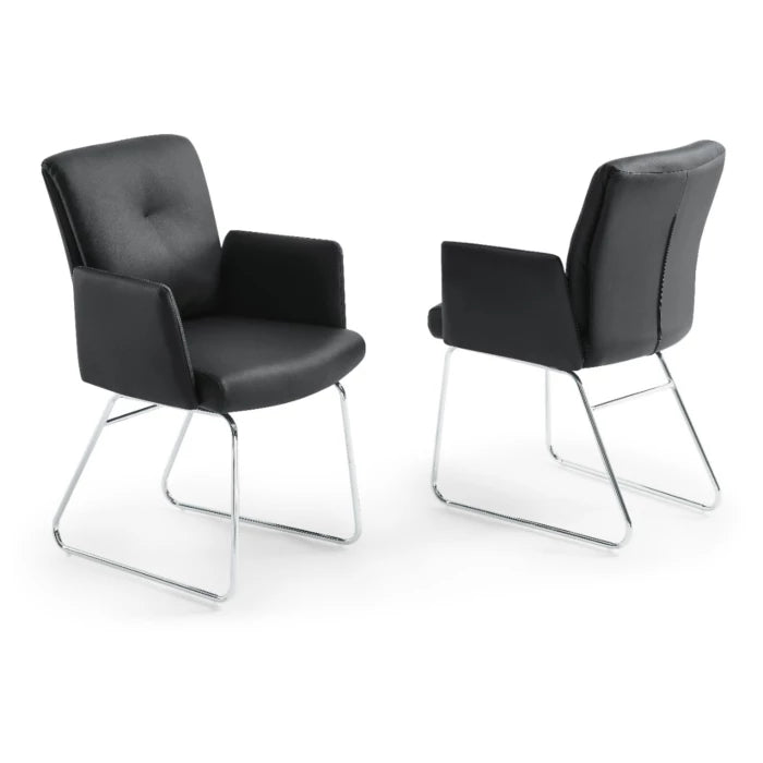 Cyprus Armchair, Upholstered with Black Faux Leather, Chrome Frame | Creative Furniture