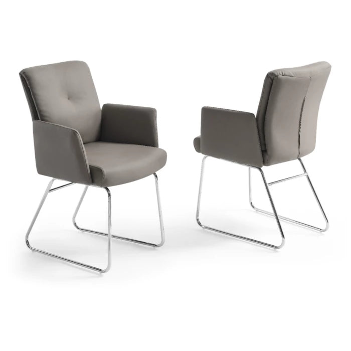 Cyprus Armchair, Upholstered with Cappuccino Faux Leather, Chrome Frame | Creative Furniture