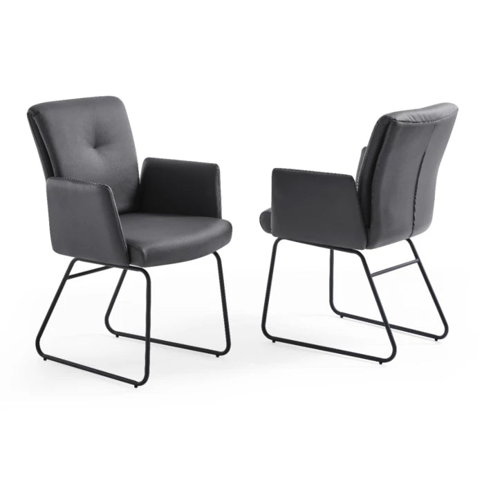 Cyprus Armchair, Upholstered with Gray Faux Leather, Black Frame | Creative Furniture