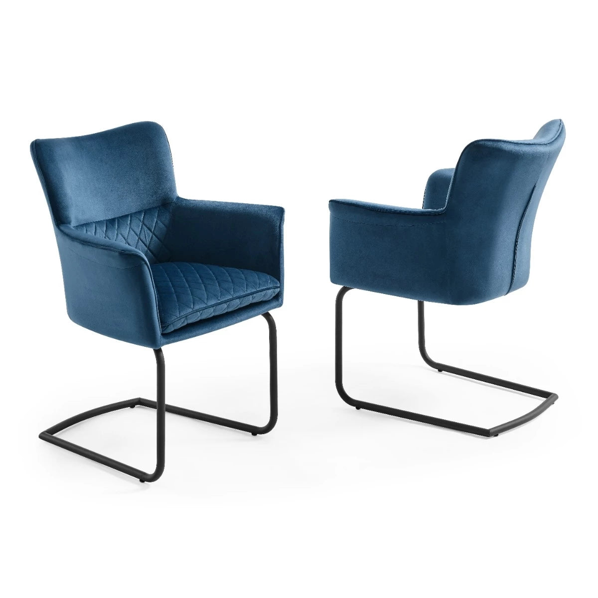 Loran Armchair, Blue Velvet Fabric Upholstered, Black Frame | Creative Furniture