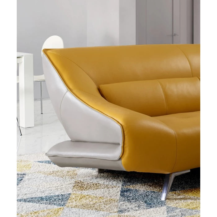 Madrid Modern Leather Sofa, Yellow