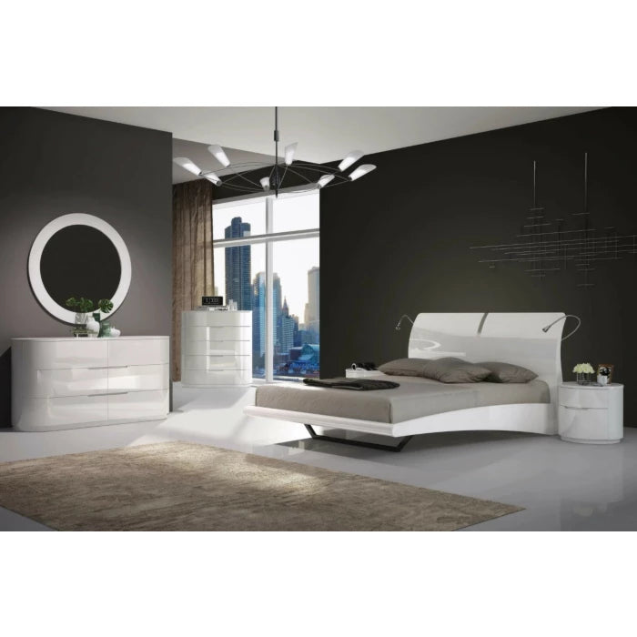 Moonlight 4 pc Modern Bedroom Set, King, White | Creative Furniture-King