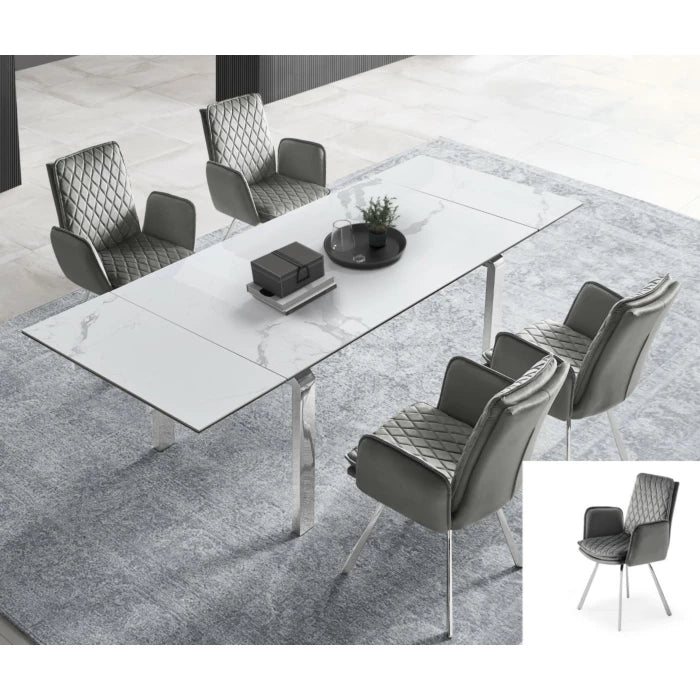 Novel Armchair, Gray Fabric Upholstered, Chrome Frame | Creative Furniture