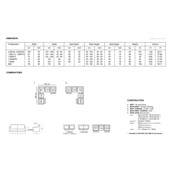 Rossi Sectional with Power Recliners | Creative Furniture Leather, Brown