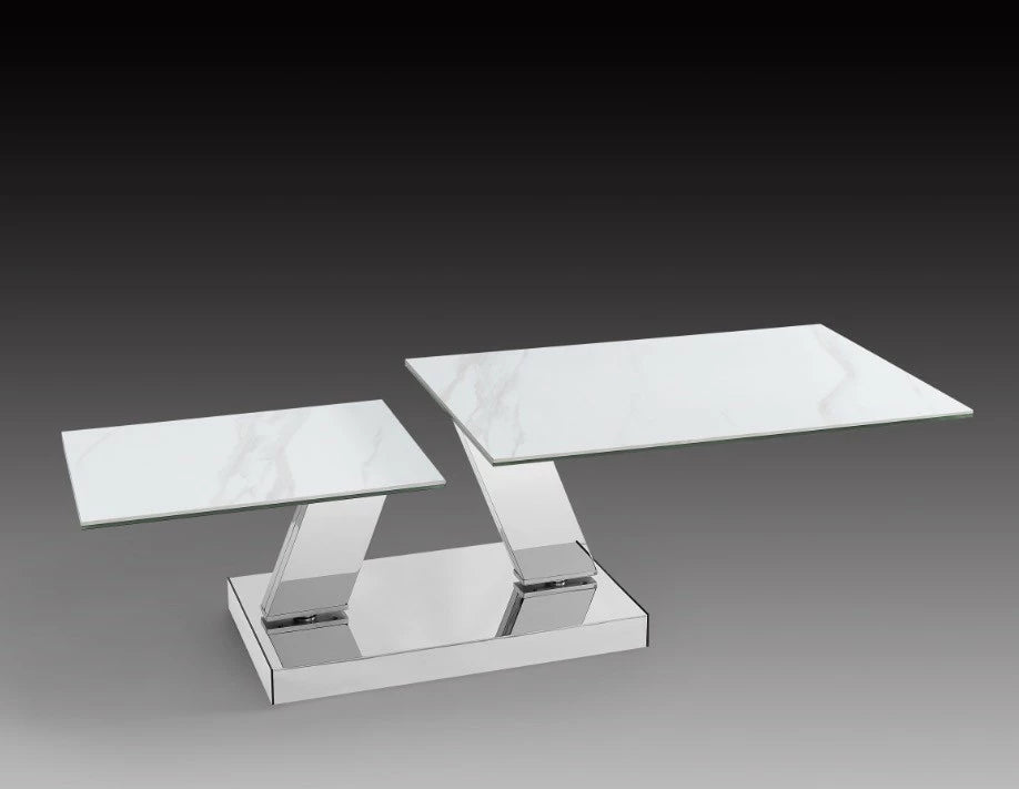 Sion Rotating Coffee Table, Gray Beige Ceramic Top | Creative Furniture