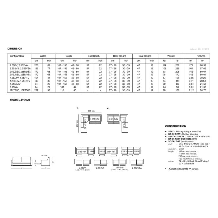 Swan Fabric Sectional with Two Recliners, Denim Blue