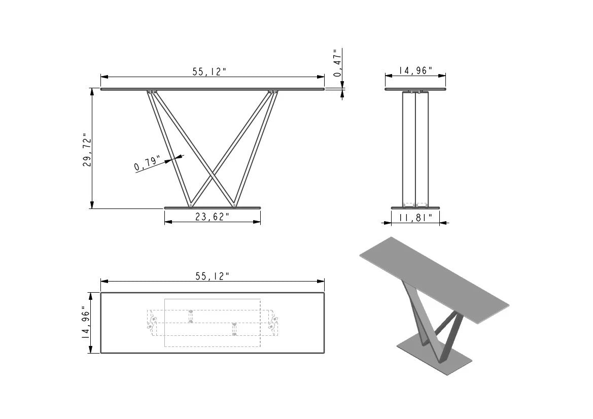 Victory Console Table, Ceramic Gray Gloss | Creative Furniture