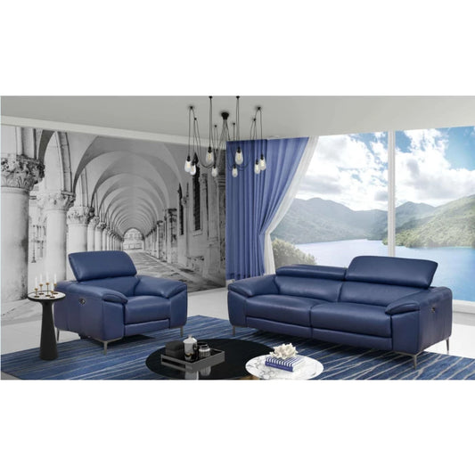 Lucca Leather Living Room Set, Sofa and 2 Armchairs | Creative Furniture-Denim Blue HTL