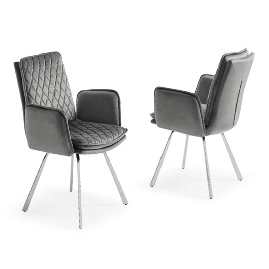 Novel Armchair, Gray Fabric Upholstered, Chrome Frame | Creative Furniture