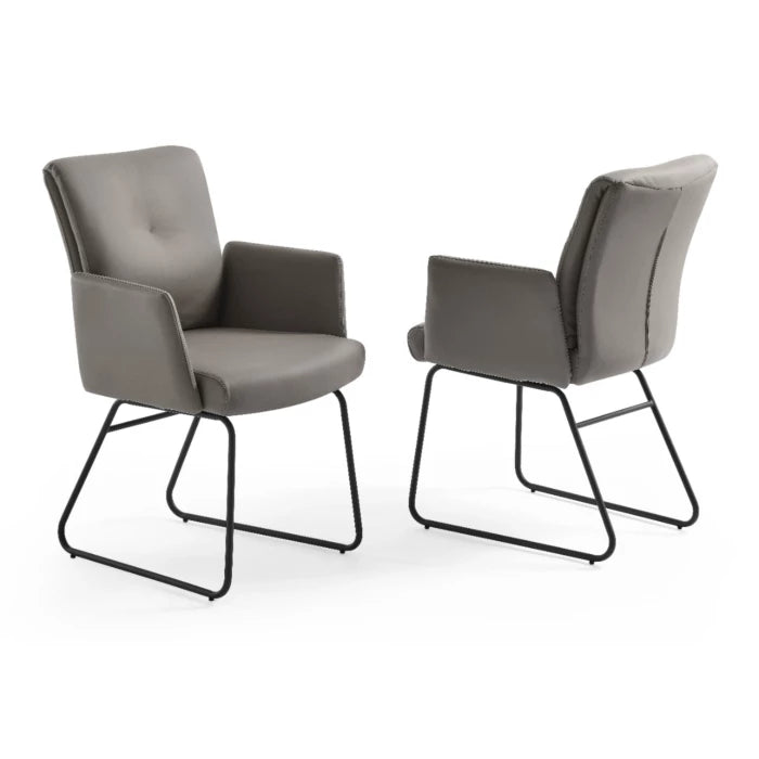 Cyprus Armchair, Upholstered with Cappuccino Faux Leather, Black Frame | Creative Furniture